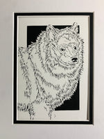 Keeshond Cut Paper Art, Matted