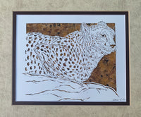 Cheetah Cut Paper Art, Matted