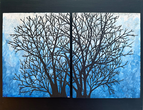 Twilight, Cut Paper Art, Wood-mounted