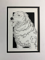 Kuvasz Cut Paper Art, Matted