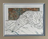 Greyhound Cut Paper Art, Matted