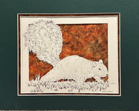 Squirrel Cut Paper Art, Matted