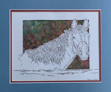 Horse Cut Paper Art, Matted
