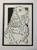 Cocker Spaniel Cut Paper Art, Matted