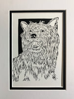 Silky Terrier Cut Paper Art, Matted