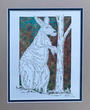 Kangaroo Cut Paper Art, Matted