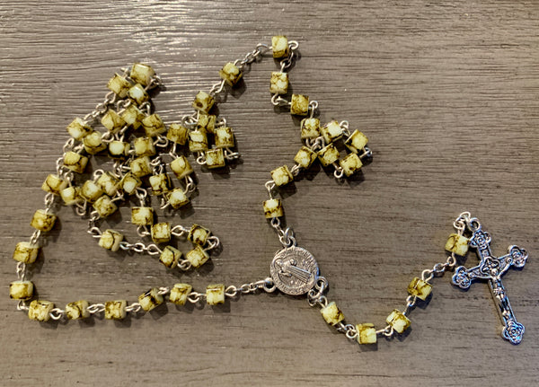 Green Stone Cube Rosary- 4MM