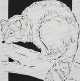 Raccoon Cut Paper Art, Matted