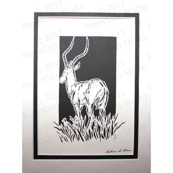 Deer Cut Paper Art, Matted