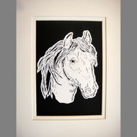 Horse Cut Paper Art, Matted