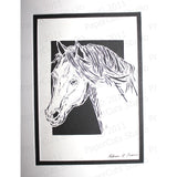 Horse Cut Paper Art, Matted