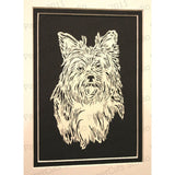 Silky Terrier Cut Paper Art, Matted