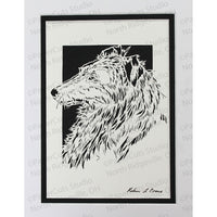 Shetland Sheepdog Cut Paper Art, Matted