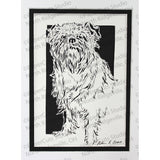 Brussels Griffon Cut Paper Art, Matted