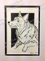 Norwegian Elkhound Cut Paper Art, Matted