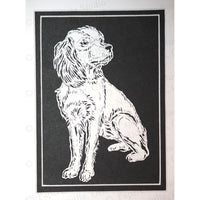 Cavalier King Charles Spaniel Cut Paper Art, Matted