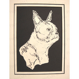 Boston Terrier Cut Paper Art, Matted