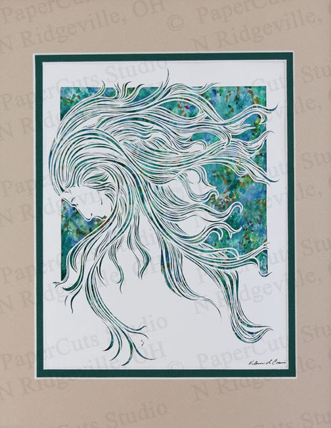 Contemplation Cut Paper Art, Matted
