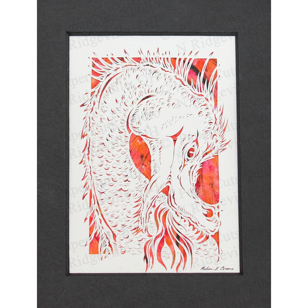 Dragon Cut Paper Art, Matted
