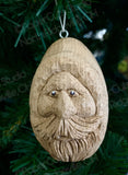 Egg Santa, Carved Wood Ornament