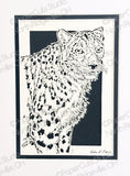 Leopard Cut Paper Art, Matted