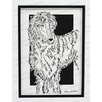 Afghan Hound Cut Paper Art, Matted