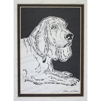 Basset Hound Cut Paper Art, Matted