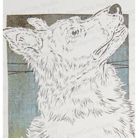 Border Collie Cut Paper Art, Matted