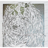 Polish Lowland Sheepdog Cut Paper Art, Matted