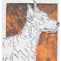 Doberman Pinscher Cut Paper Art, Matted