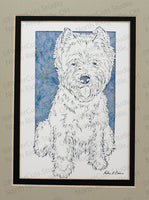 West Highland White Terrier Cut Paper Art, Matted