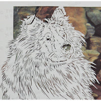 Shetland Sheepdog Cut Paper Art, Matted