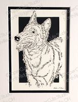 Belgian Malinois Cut Paper Art, Matted