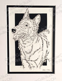 Belgian Malinois Cut Paper Art, Matted
