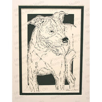 Pit Bull Cut Paper Art, Matted