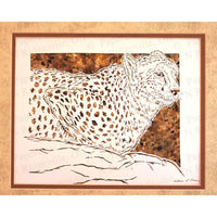 Cheetah Cut Paper Art, Matted