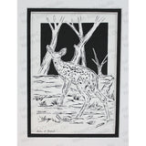 Deer Cut Paper Art, Matted