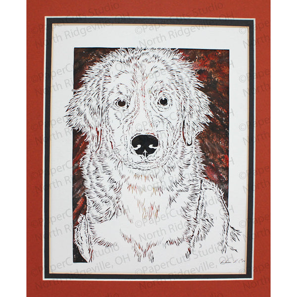 Bernese Mountain Dog Cut Paper Art, Matted