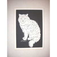 Cat Cut Paper Art, Matted