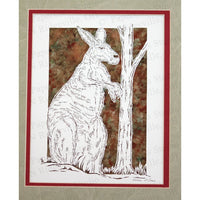 Kangaroo Cut Paper Art, Matted