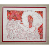 Flamingo Cut Paper Art, Matted