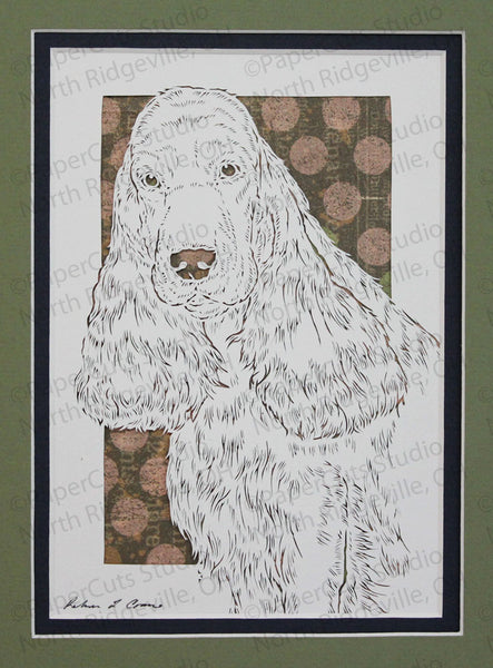 English Cocker Spaniel Cut Paper Art, Matted