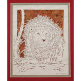 Lion Cut Paper Art, Matted