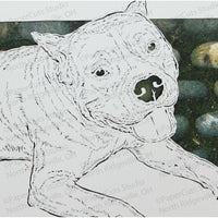 Pit Bull Cut Paper Art, Matted