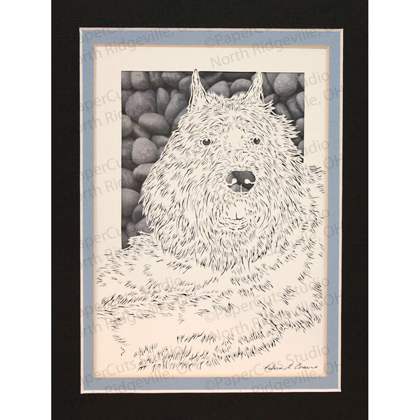 Bouvier des Flandres Cut Paper Art, Matted