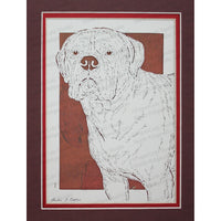 Bullmastiff Cut Paper Art, Matted