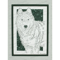 Siberian Husky Cut Paper Art, Matted