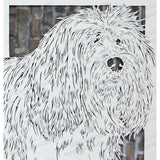Tibetan Terrier Cut Paper Art, Matted