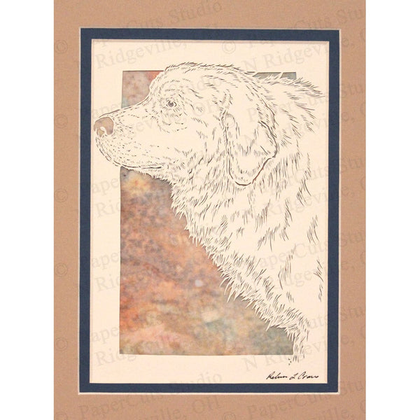 Great Pyrenees Cut Paper Art, Matted