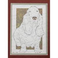 Basset Hound Cut Paper Art, Matted